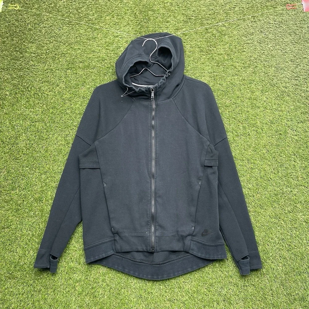 Nike Tech Fleece Hoodie Womens Medium Scuba Hood Black Zip Up 806329-010